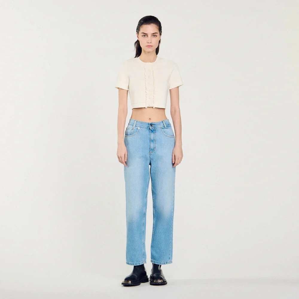 NWT Sandro Bibi Blue Straight-Leg Jeans w/ slight color transfer